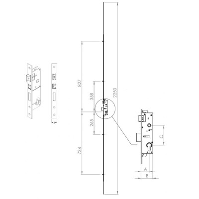 Γραναζωτή Κλειδαριά 5 Σημείων με Ρυθμιζόμενη Γλώσσα για Προφιλ Euro 16 χωρίς Αντικρίσματα (για αντικατάσταση) 35mm/85mm Domus TOPGEAR 94935
