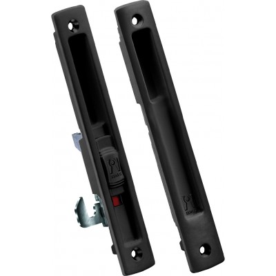 Κλειδαριά Συρομένων με κλείδωμα γάντζου για πόρτα Αλουμινίου 28mm x 186mm Domus KLIKLOK 7610M ΜΑΥΡΟ