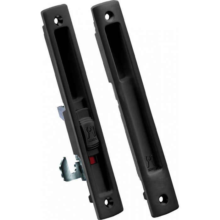 Κλειδαριά Συρομένων με κλείδωμα γάντζου για πόρτα Αλουμινίου 28mm x 186mm Domus KLIKLOK 7610M ΜΑΥΡΟ