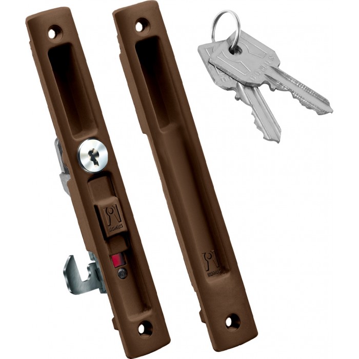Κλειδαριά Συρομένων με κλείδωμα γάντζου και Κλειδαριά με Κύλινδρο για πόρτα Αλουμινίου 28mm x 186mm Domus KLIKLOK 7710X ΚΑΦΕ
