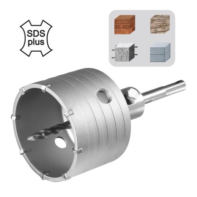 Διαμαντοκορώνα - Ποτηροτρύπανο  με υποδοχή SDS Plus με Διάμετρο Ø80 για Μπετό, Τούβλο και Πλακάκι Ingco HCB0801