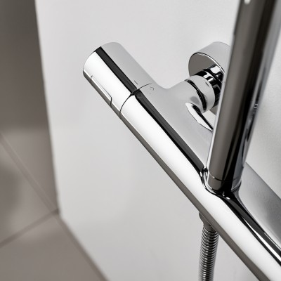 Στήλη ντους με Θερμοστατική Μπαταρία και κολώνα με ρυθμιζόμενο ύψος από 76cm - 137cm Eurorama Thermo Round 615065-100