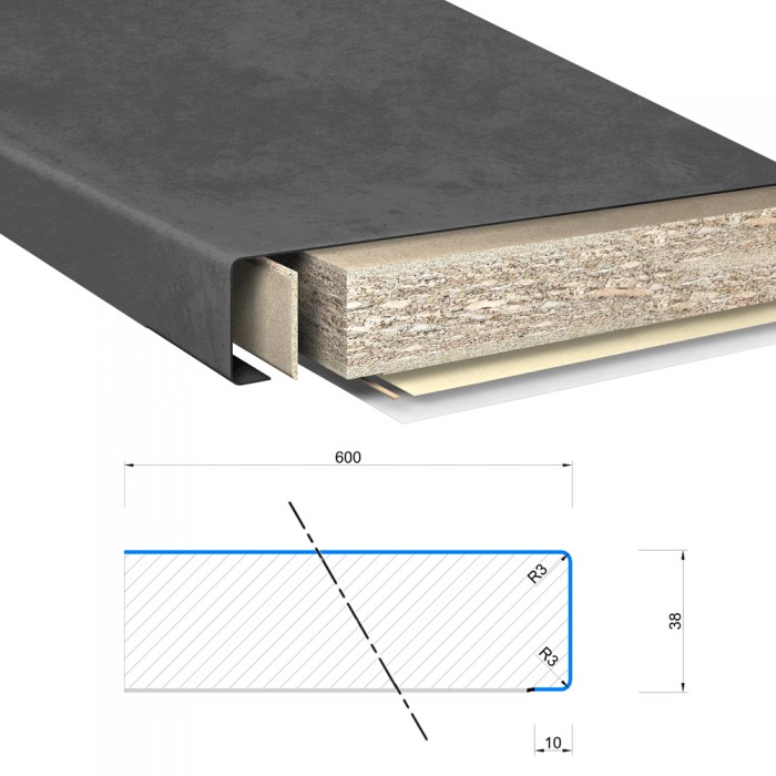 Πάγκος Κουζίνας Μονόκουρβος (P2) Egger F675-ST75 Light Grey Calvia Stone Διαστάσεων 4.10m Μήκος X 60cm Πλάτος X 4cm Πάχος