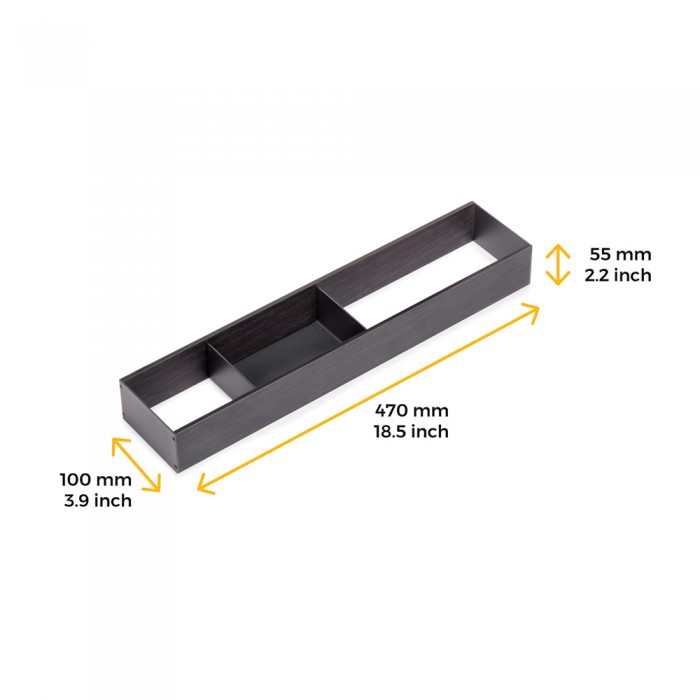 Οργανωτής για Συρτάρι 100x470mm Ανθρακί Γκρι Emuca Orderbox 3069035