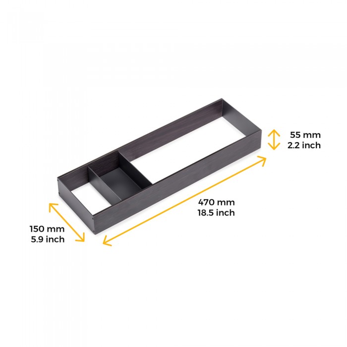 Οργανωτής για Συρτάρι 150x470mm Ανθρακί Γκρι Emuca Orderbox 3069135