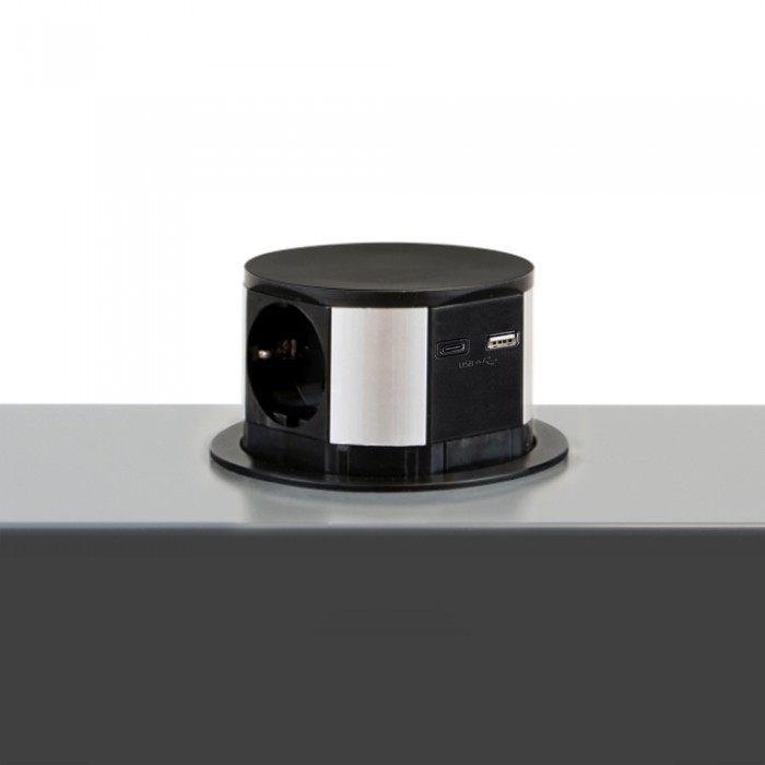 Αναδυόμενο Πολύμπριζο Push100 με 3 μπρίζες Schuko , 1 USB type A θύρα και 1 USB type C θύρα Emuca 5221214