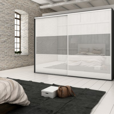 Μηχανισμός Συρόμενης Δίφυλλης ντουλάπας Emuca Placard 74 ( Προφίλ Αλουμινίου σε Χρώμα Φυσική Ανοδίωση)