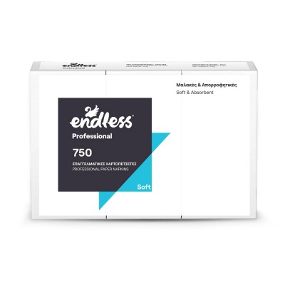 Χαρτοπετσέτες Εστιατορίου Επαγγελματικές 24x24cm 750 φύλλα Λευκές Endless Professional