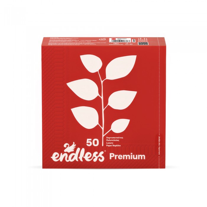 Χαρτοπετσετες 33x33cm 50 τεμάχια 2φυλλες Κόκκινες Endless Premium 1100330031