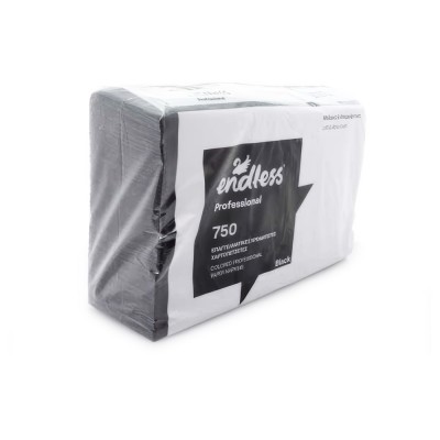 Χαρτοπετσέτες Εστιατορίου Επαγγελματικές 24x24cm 750 φύλλα Μαύρες Endless Professional