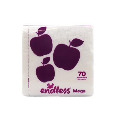 Χαρτοπετσέτες 33x33cm 70 τεμάχια 1φυλλες Λευκές Endless Mega 1100330048