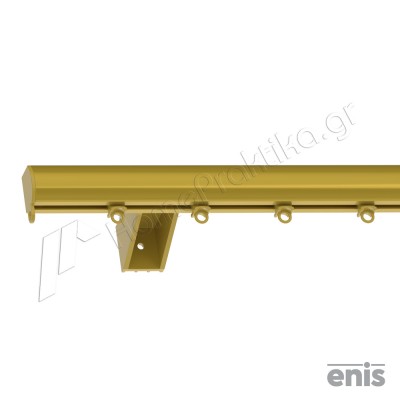 Μεταλλικός Σιδηρόδρομος Τοίχου Οβάλ Μονός Enis 47108 με Πλαστικό Στήριγμα 6cm σε χρώμα Χρυσό