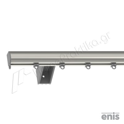 Μεταλλικός Σιδηρόδρομος Τοίχου Οβάλ Μονός Enis 47108 με Πλαστικό Στήριγμα 6cm σε χρώμα Νίκελ Ματ