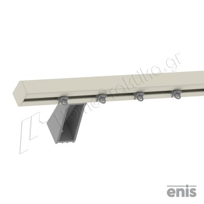 Μεταλλικός Σιδηρόδρομος Τοίχου Βαρέου Τύπου Μονός Enis 47122 με Πλαστικό Στήριγμα 6cm σε χρώμα No30 9002