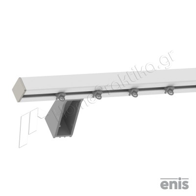 Μεταλλικός Σιδηρόδρομος Τοίχου Βαρέου Τύπου Μονός Enis 47122 με Πλαστικό Στήριγμα 6cm σε χρώμα No37 Λευκό - Νίκελ Ματ