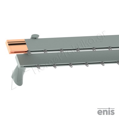 Μεταλλικός Σιδηρόδρομος Τοίχου Διπλός Προφίλ 4cm Enis PF ΤΑΠΑ με άκρα 5cm με Σιδηρόδρομο PF και Στήριγμα BR-44 σε χρώμα No21 5110-Χαλκός
