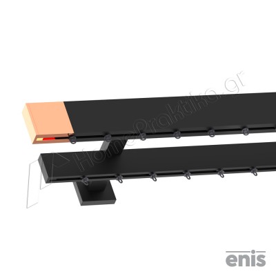 Μεταλλικός Σιδηρόδρομος Τοίχου Διπλός Προφίλ 5.3cm Enis SIMPLE με άκρα 5cm με Σιδηρόδρομο PF σε χρώμα Μαύρο-Χαλκός