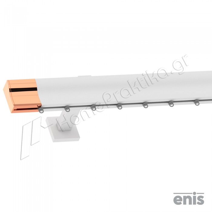 Μεταλλικός Σιδηρόδρομος Τοίχου Μονός Προφίλ 5.3cm Enis SURF με άκρα 5cm σε χρώμα No37 Λευκό-Χαλκός