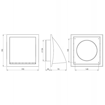 Περσίδα Εξαερισμού Πλαστική με Βαλβίδα Αντεπιστροφής για Σωλήνα Ø125 190x190mm Μαύρη Europlast ND12FVA 271903