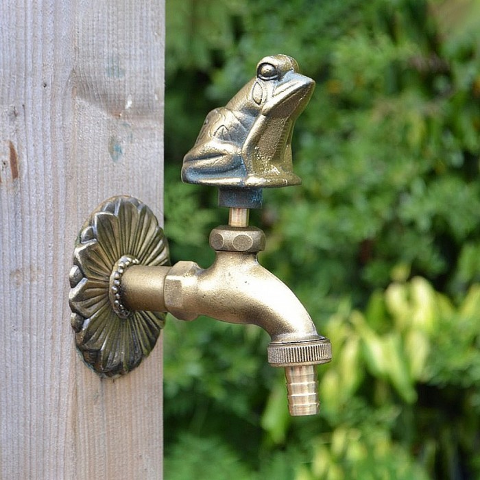 Διακοσμητική Βρύση Ορειχάλκινη με Βάτραχο 12,5x16εκ. Οξυδέ Eurovalves