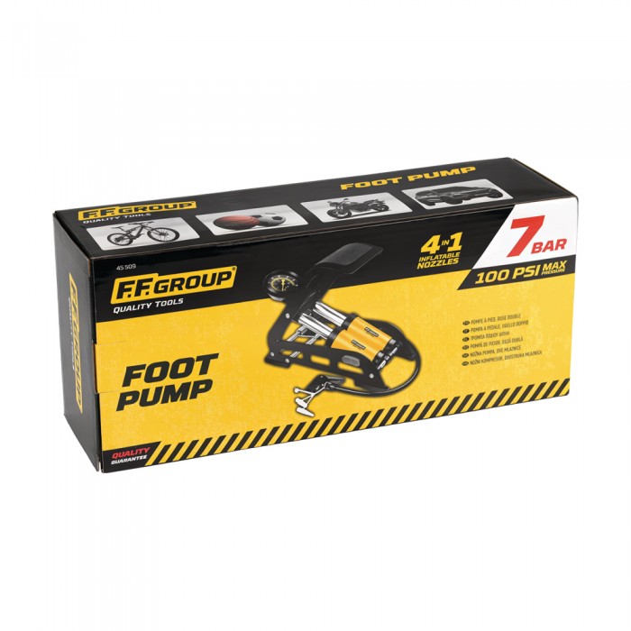 Τρόμπα Ποδιού Διπλή, Με Μανόμετρο Ακριβείας F.F. Group 45509