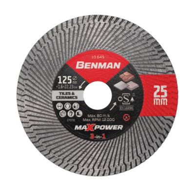 Διαμαντόδισκος Πλακιδίων 3-IN-1 Ø125mm Benman MAXPOWER 10645