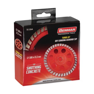 Διαμαντόδισκος Λείανσης Μπετόν Γενικής Χρήσης για Λειαντήρα Μπετού Ø180/22.2mm BENMAN TURBO-JET 72394