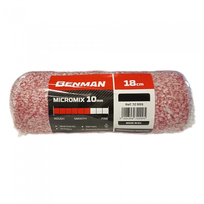 Ρολό microfiber για χρώματα & αστάρια με Μήκος 18cm Διάμετρο Ø68mm και Ύψος Πέλους 10mm BENMAN MICROMIX 72999