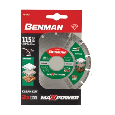 Δίσκος Διαμαντέ Κοπής Μαρμάρου 115mm Benman Maxpower 74470