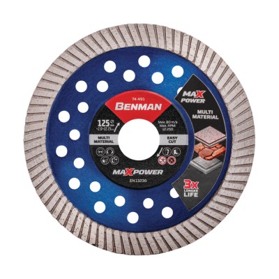 Δίσκος Διαμαντέ Κοπής Σκληρών Πετρωμάτων και Μπετού 125mm Benman Maxpower CLEAN CUT  74491