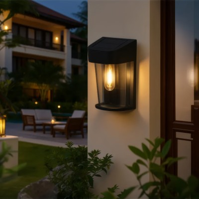 Ηλιακό Φωτιστικό τοίχου Πλαστικό IP44 8.5x6x13.3cm Μαύρο ΦOSME  47-00454