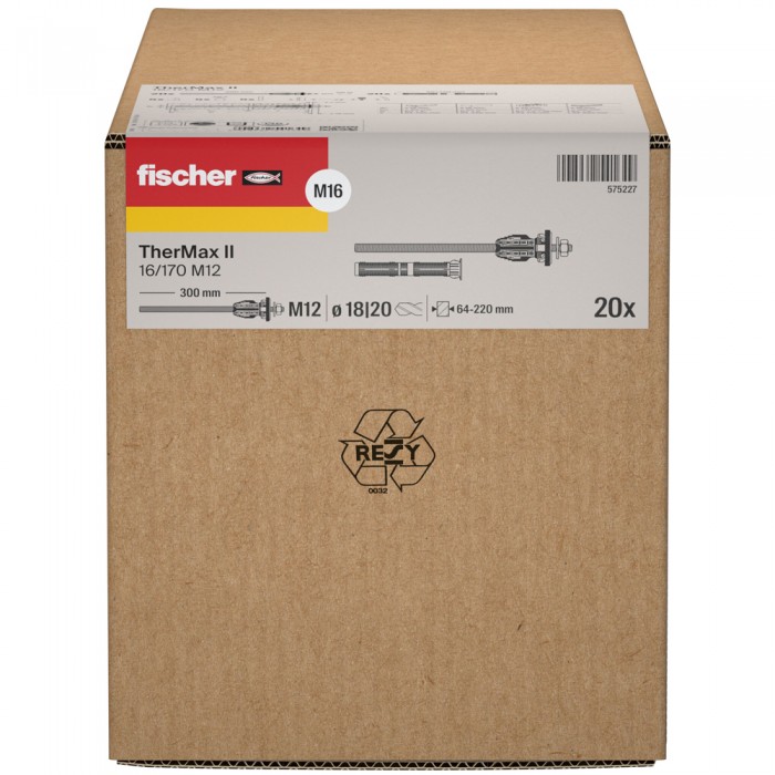 Στήριγμα Θερμοπρόσοψης με Θερμοδιακοπή Fischer TherMax II 16/170 M12 575227