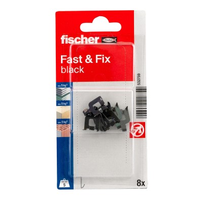 Άγκιστρο τοίχου Μαύρο σε blister Fischer Fast & Fix 532759