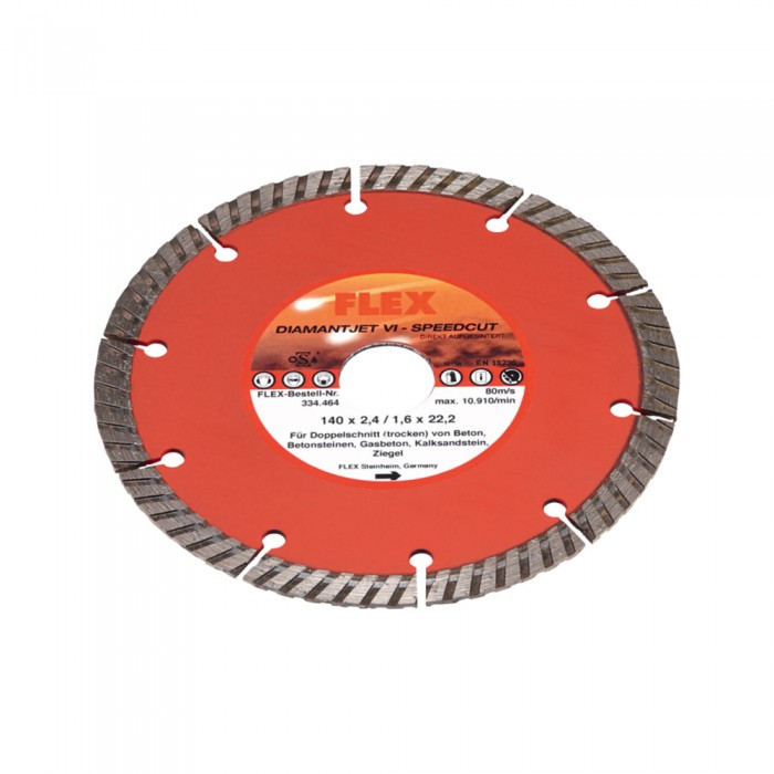 Διαμαντόδισκος για Καθαρές Τομές σε Τοίχους από Τούβλα, Σκυρόδεμα και Πορομπετόν Ø140mm FLEX DIAMANTJET VI - SPEEDCUT Ø140 334464