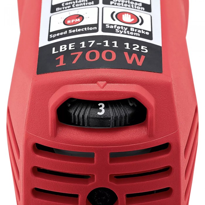 Γωνιακός τροχός 1700 Watt με μεταβλητό αριθμό στροφών και φρένο 125 mm FLEX LBE 17-11 125 447668
