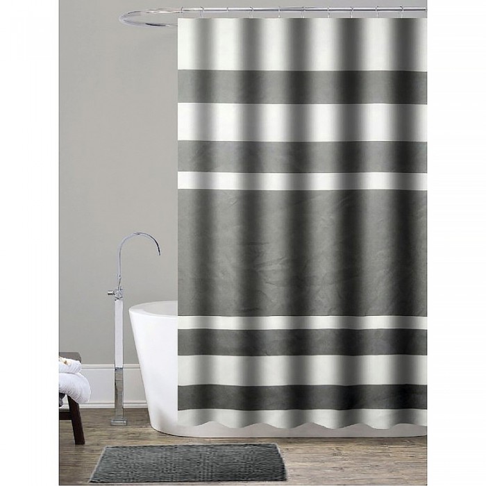 Κουρτίνα Μπάνιου Υφασμάτινη 180x200 εκ. Λευκή Γκρι Frans Interior Design K30-20