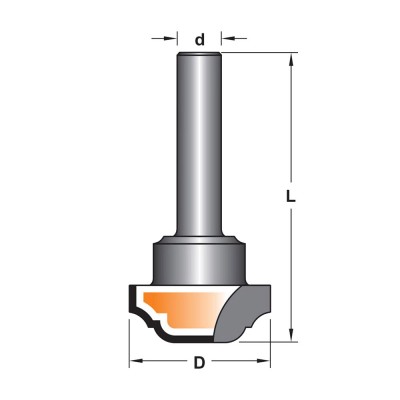 Κοπτικό εργαλείο Ρούτερ μορφής ΒΙΜΗΚΕ D=19 L=50 d=6.35 6013-0030191