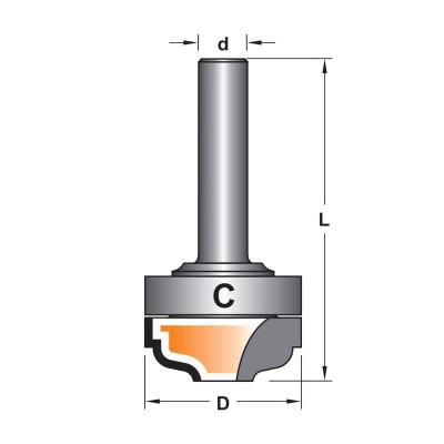 Κοπτικό εργαλείο Ρούτερ μορφής ΒΙΜΗΚΕ D=30 L=62 d=9.5 6013-0060302C