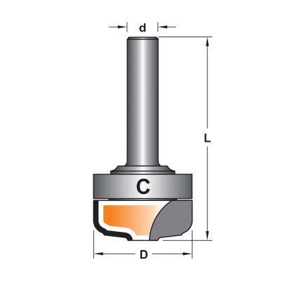 Κοπτικό εργαλείο Ρούτερ μορφής ΒΙΜΗΚΕ D=30 L=62 d=9.5 6013-0080302C