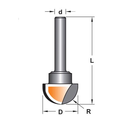 Κοπτικό εργαλείο Ρούτερ μορφής ΒΙΜΗΚΕ D=10 R=5 L=45 d=6.35 6013-0090101