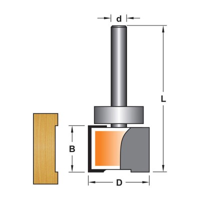 Κοπτικό εργαλείο Ρούτερ μορφής ΒΙΜΗΚΕ D=25 B=16 L=55 d=6.35 6013-0100161C
