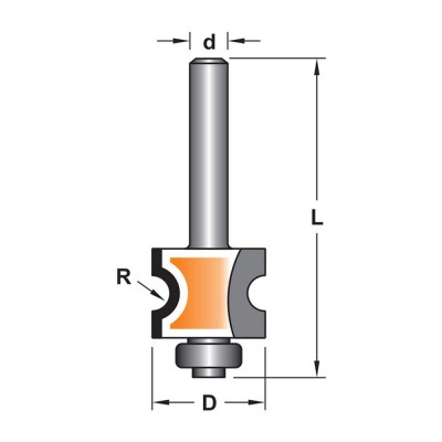 Κοπτικό εργαλείο Ρούτερ μορφής ΒΙΜΗΚΕ D=19 R=3 L=51 d=6.35 6014-0020031