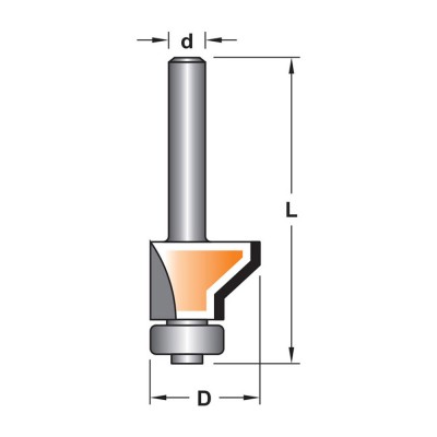 Κοπτικό εργαλείο Ρούτερ μορφής ΒΙΜΗΚΕ D=19 L=54 d=6.35 6014-0080191