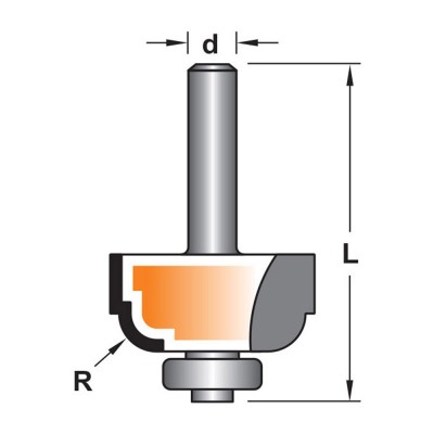 Κοπτικό εργαλείο Ρούτερ μορφής ΒΙΜΗΚΕ R=8 L=56 d=6.35 6014-0091081
