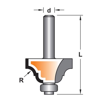 Κοπτικό εργαλείο Ρούτερ μορφής ΒΙΜΗΚΕ R=6 L=56 d=6.35 6014-0100061