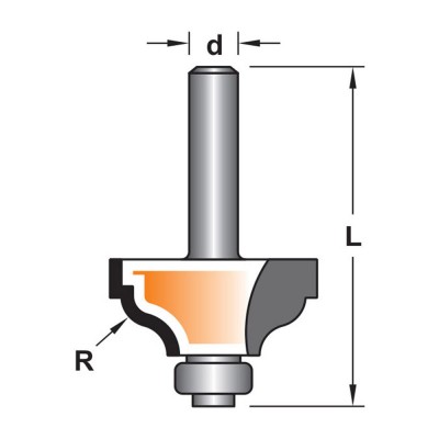 Κοπτικό εργαλείο Ρούτερ μορφής ΒΙΜΗΚΕ R=4 L=52 d=6.35 6014-0131041