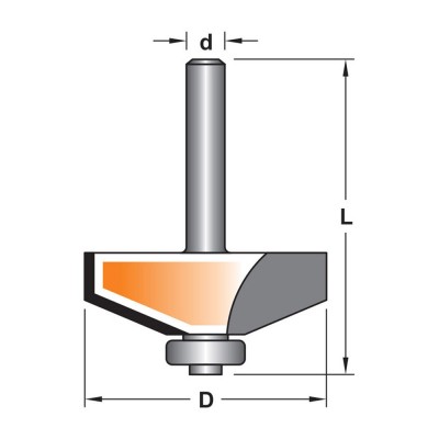 Κοπτικό εργαλείο Ρούτερ μορφής ΒΙΜΗΚΕ D=40 L=54 d=6.35 6014-0150401