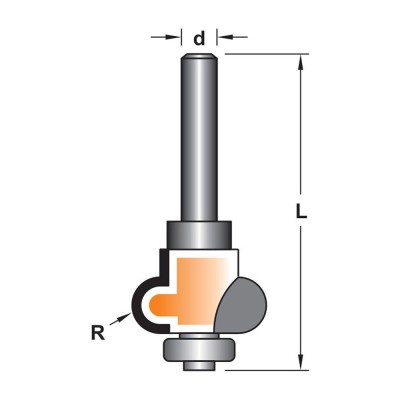 Κοπτικό εργαλείο Ρούτερ μορφής ΒΙΜΗΚΕ R=4 L=47 d=6.35 6014-0160041