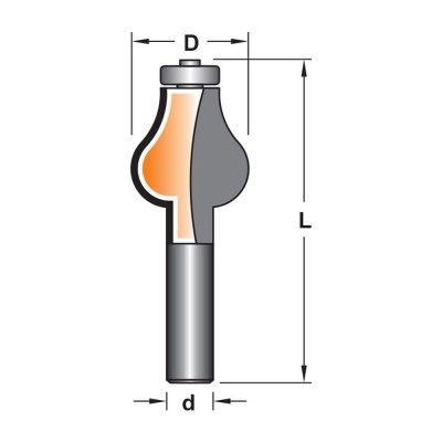 Κοπτικό εργαλείο Ρούτερ μορφής ΒΙΜΗΚΕ D=32 L=87 d=12.7 6014-0190323