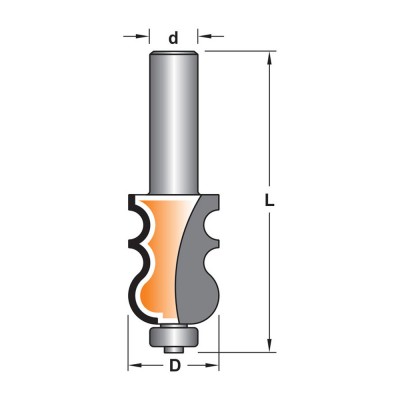 Κοπτικό εργαλείο Ρούτερ μορφής ΒΙΜΗΚΕ D=23.8 L=75 d=12.7 6014-0270233